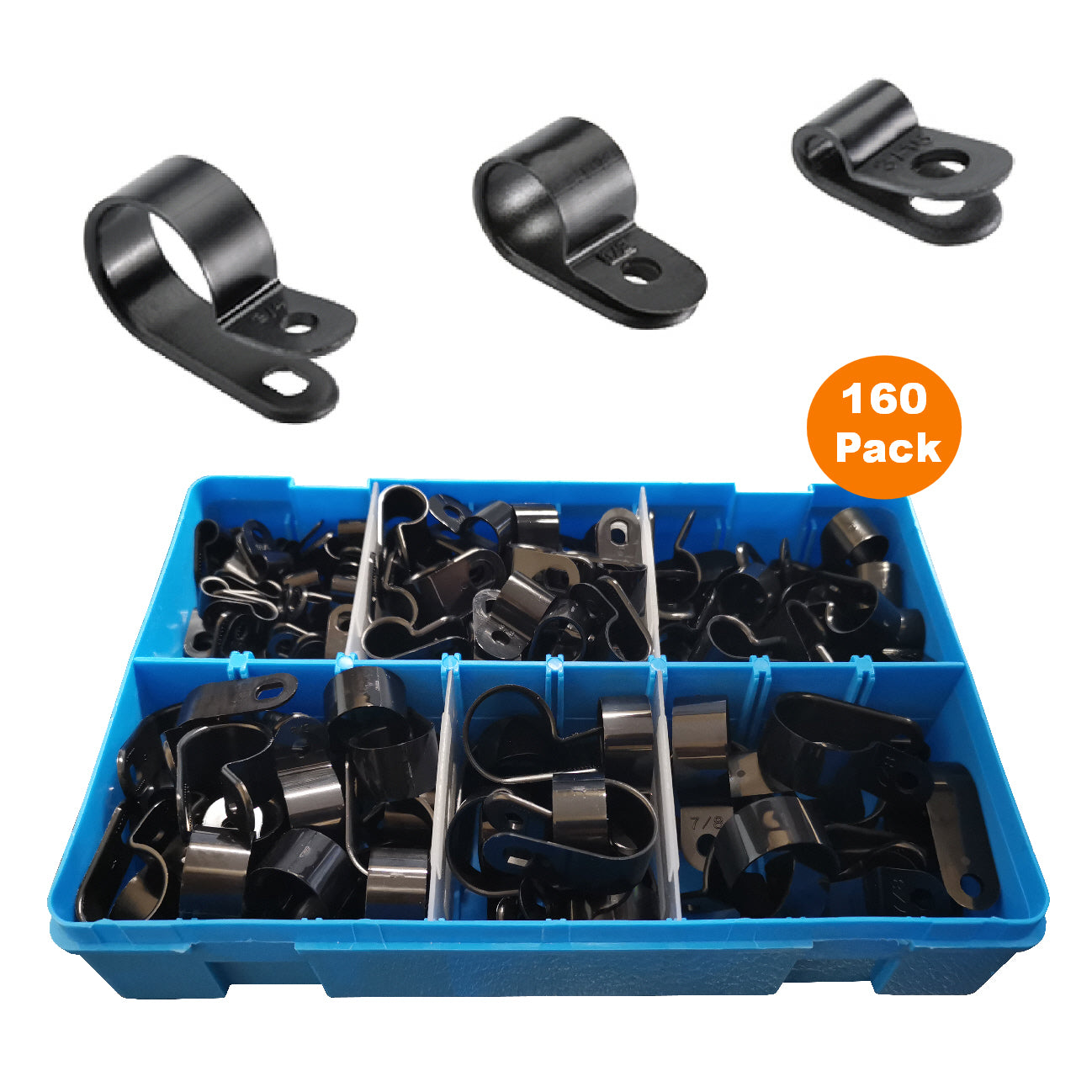 160 x Assorted Metric Black Nylon P Clips <br><br>
