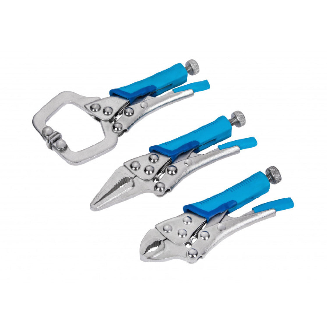 3 PCE Mini Locking Plier & Clamp Set with Soft Grip Handles & Quick Release