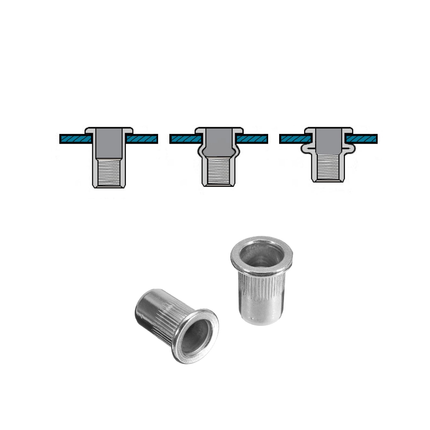 200 x Assorted Serrated Threaded Nutserts <br><br>