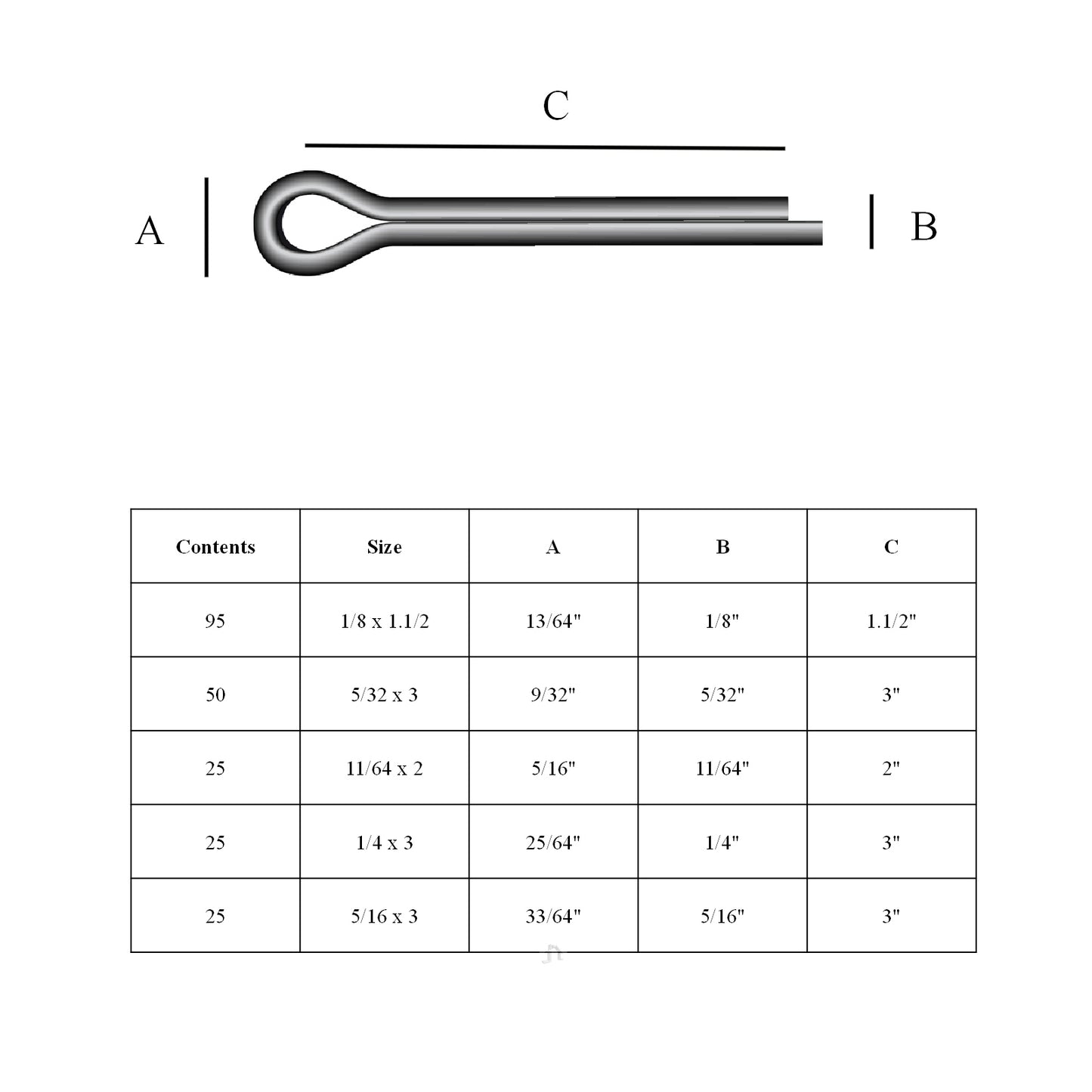 220 x Assorted Large Imperial Cotter Split Pins<br><br>
