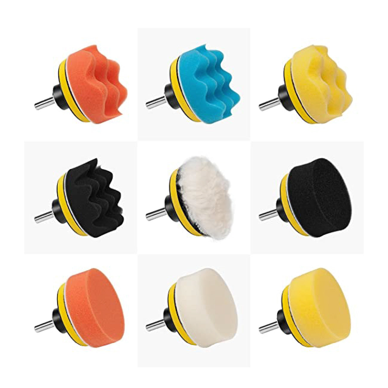22 x Assorted Foam 75mm Polishing Pads with 2 Backing Plates