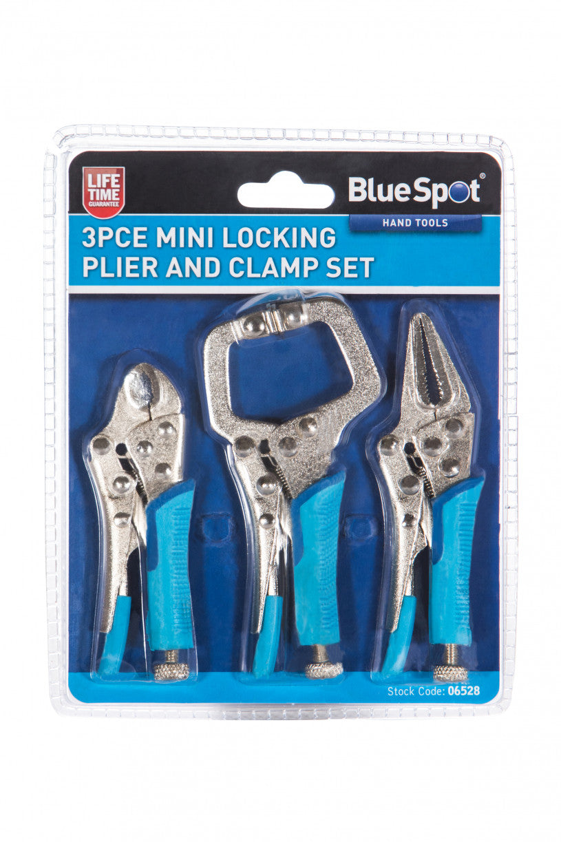 3 PCE Mini Locking Plier & Clamp Set with Soft Grip Handles & Quick Release