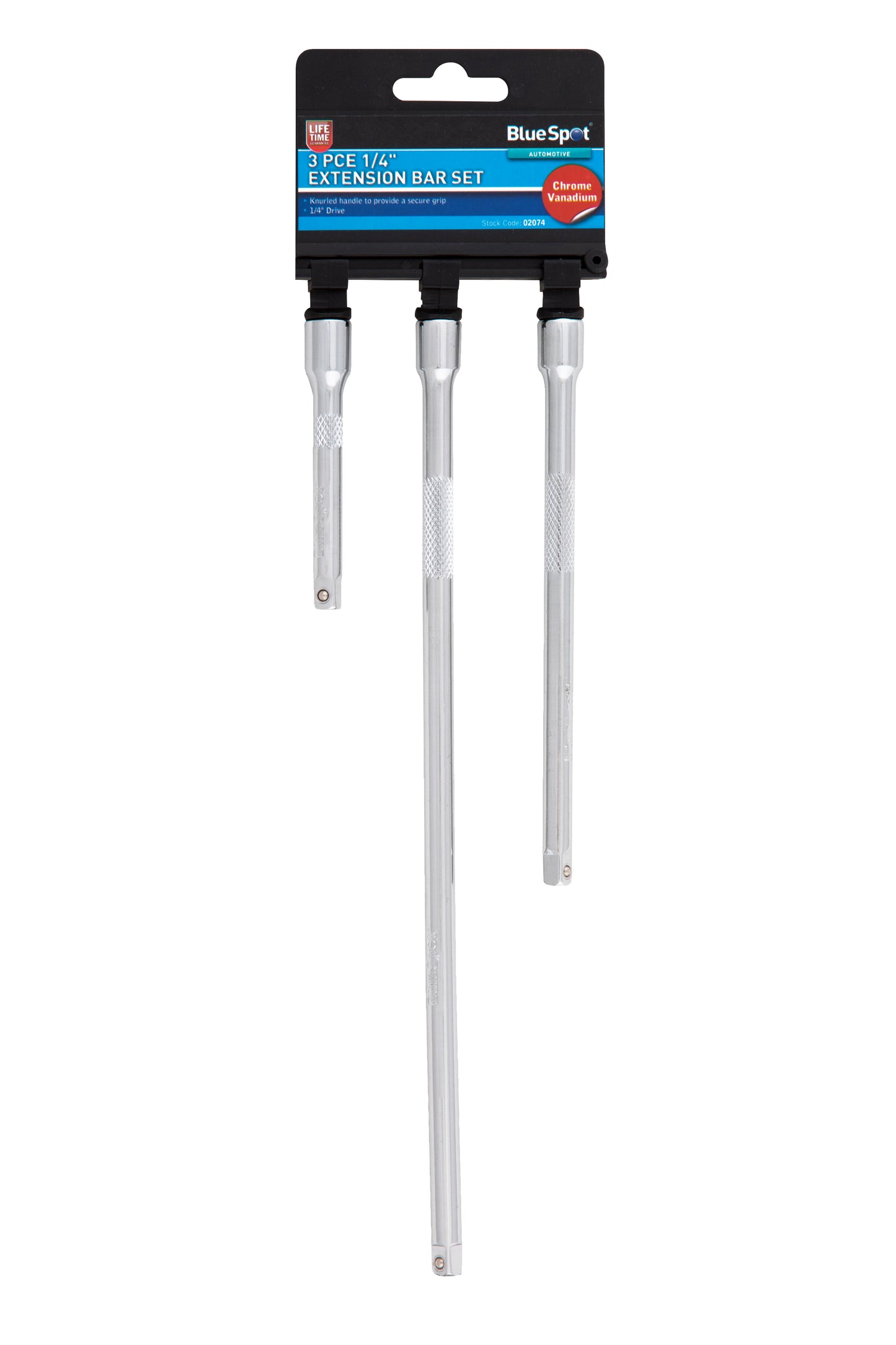 3 PCE Chrome 1/4" Extension Bar Set with Spring Ball Socket Retainer
