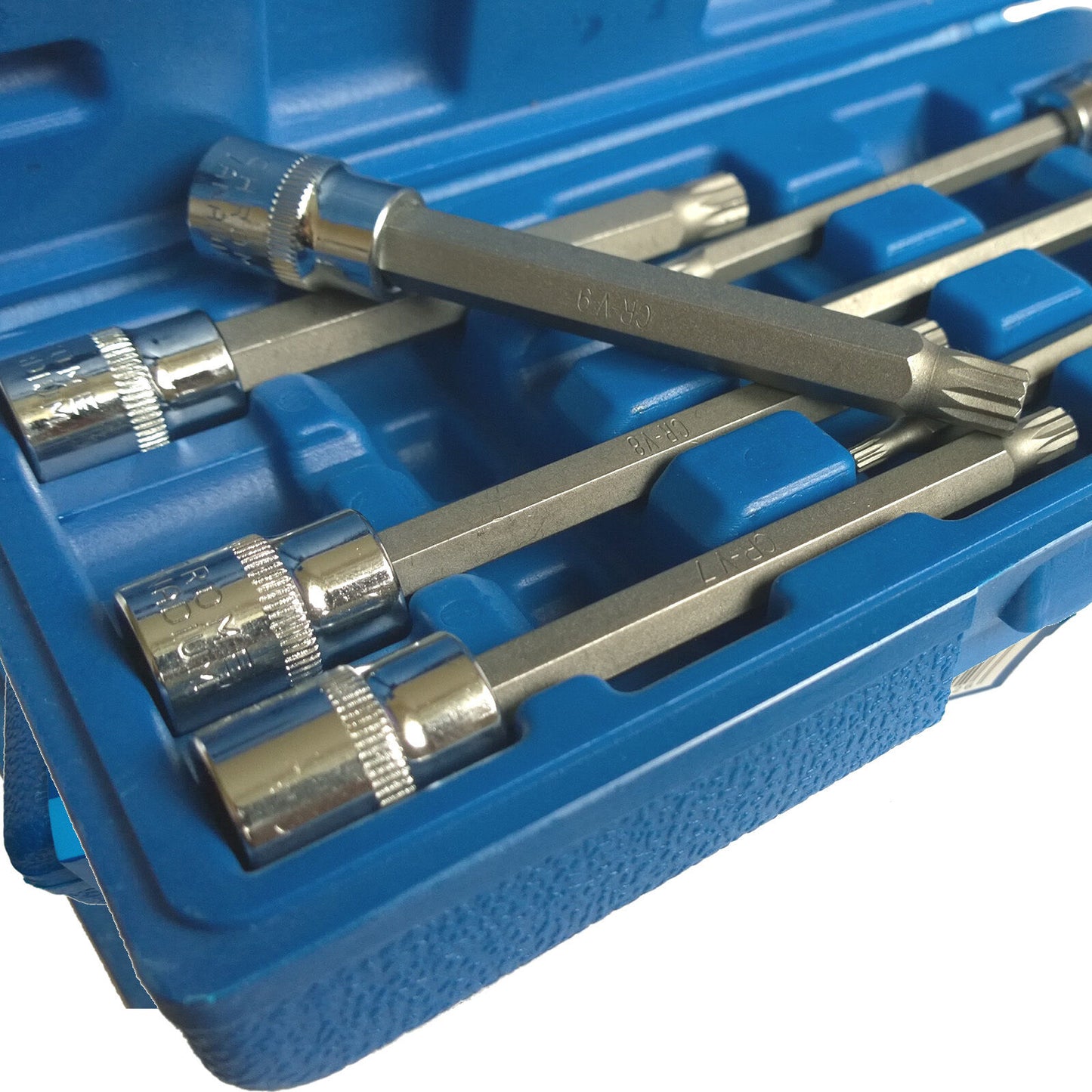 7 PCE Chrome 3/8" Extra Long Spline Socket Bit Set M4-M10