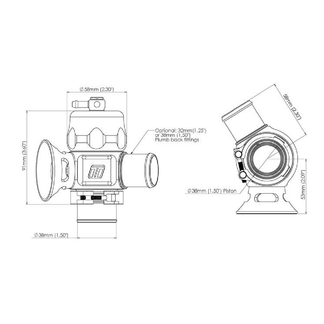Turbosmart BOV Dual Port Uni 38mm-Black TS-0205-1072 Blow Off Valve