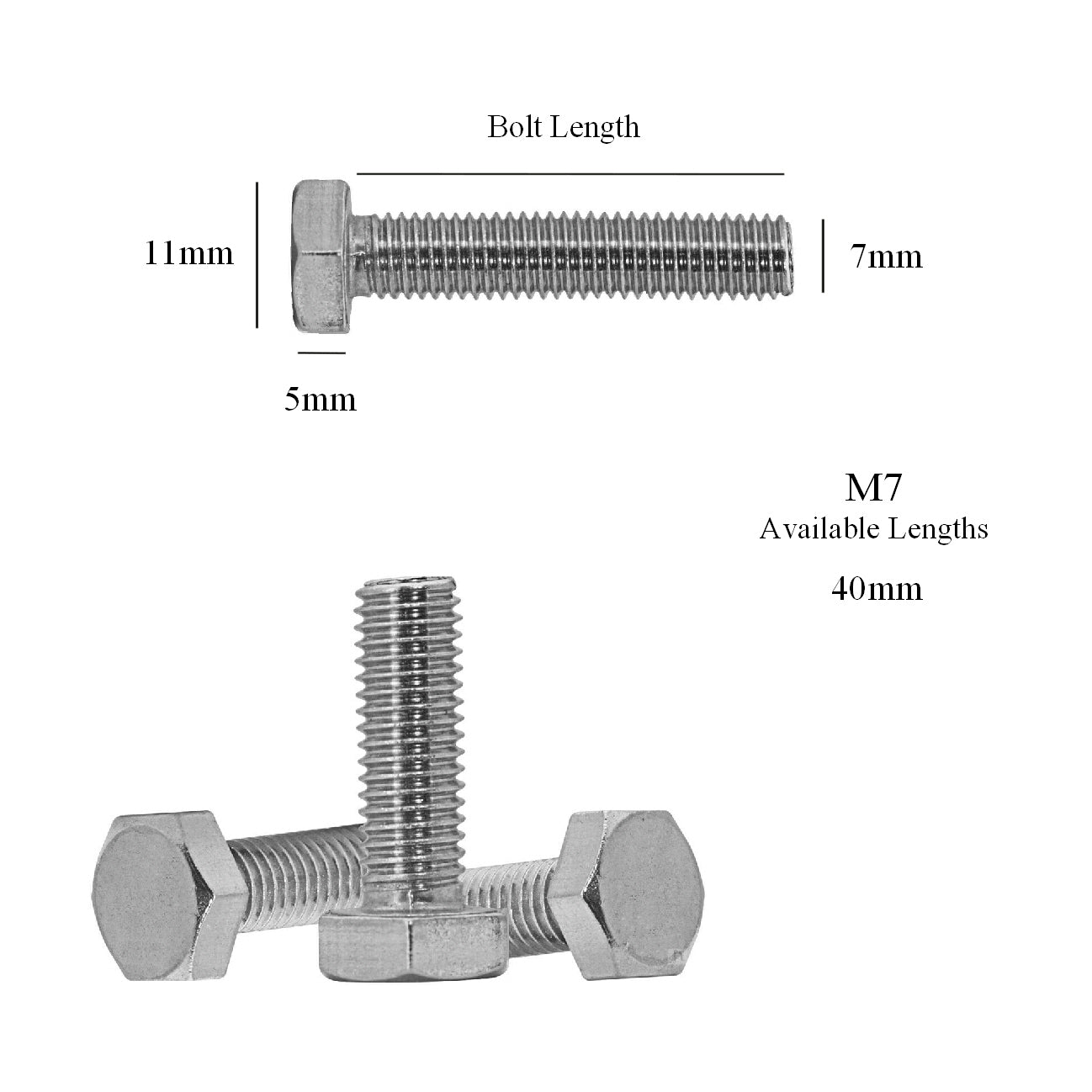 Set Screw Bolts M5 - M8 Threaded Hex Head<br>Menu Options