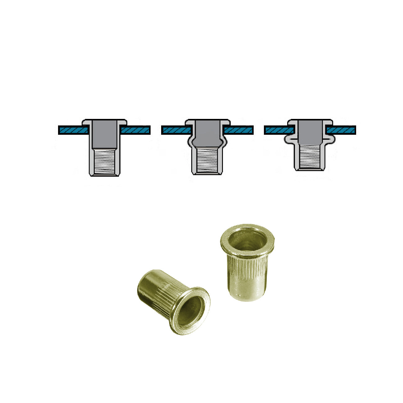 100 x Assorted Serrated Threaded Nutserts <br><br>