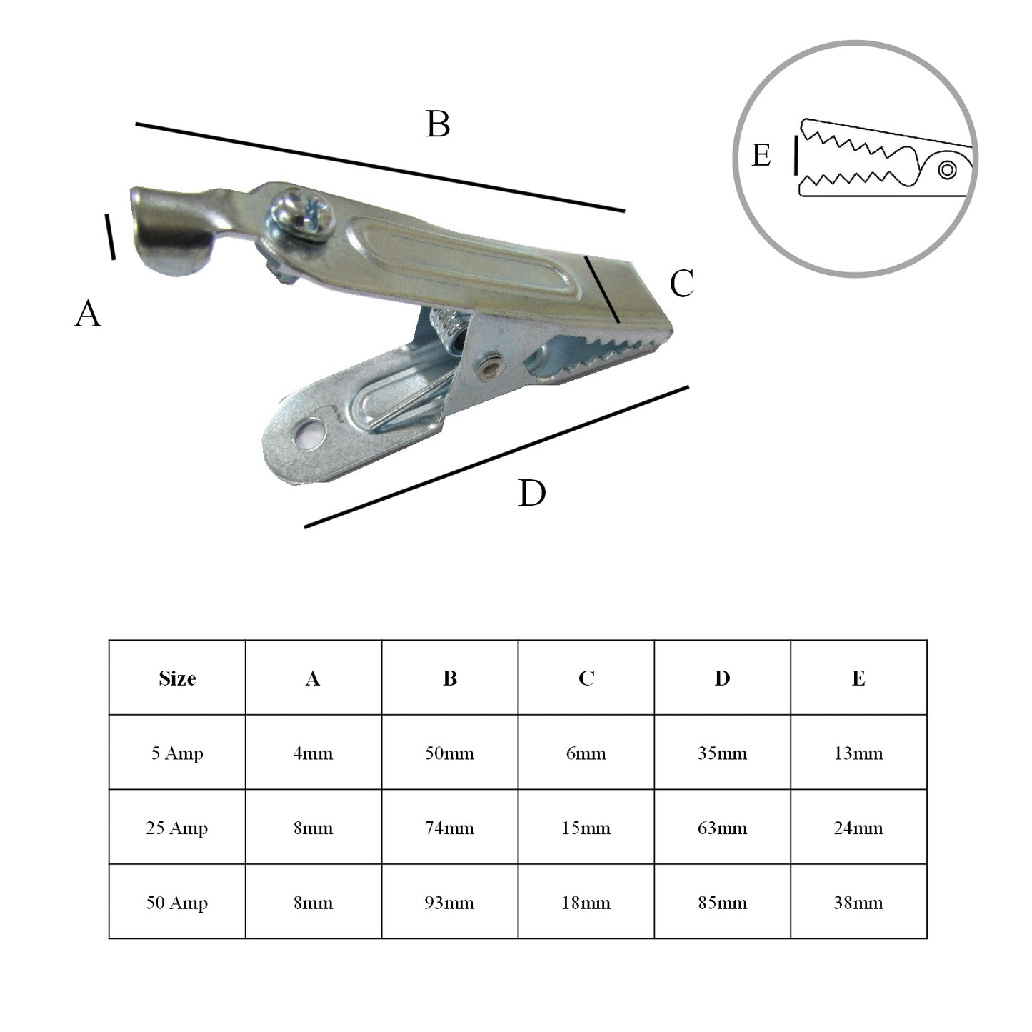 Universal Electrical Crocodile Clips 5, 25 & 50 Amp<br><br>