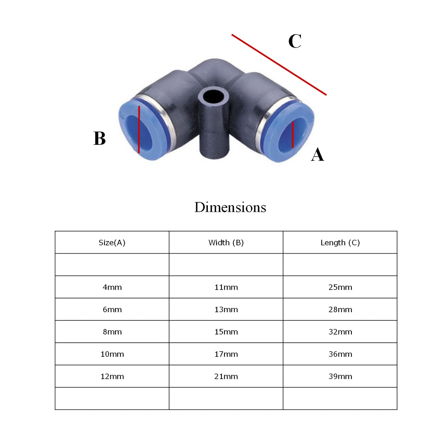 Releasable Elbow Connectors Speed Push Fit for Air Water & Fuel Hoses