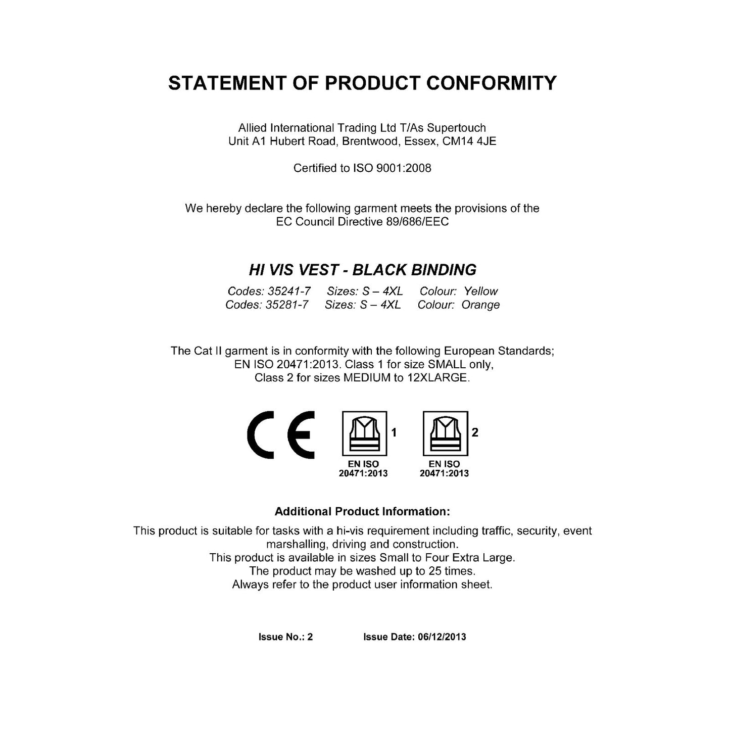 Orange High Visibility Safety Vest <br><br>