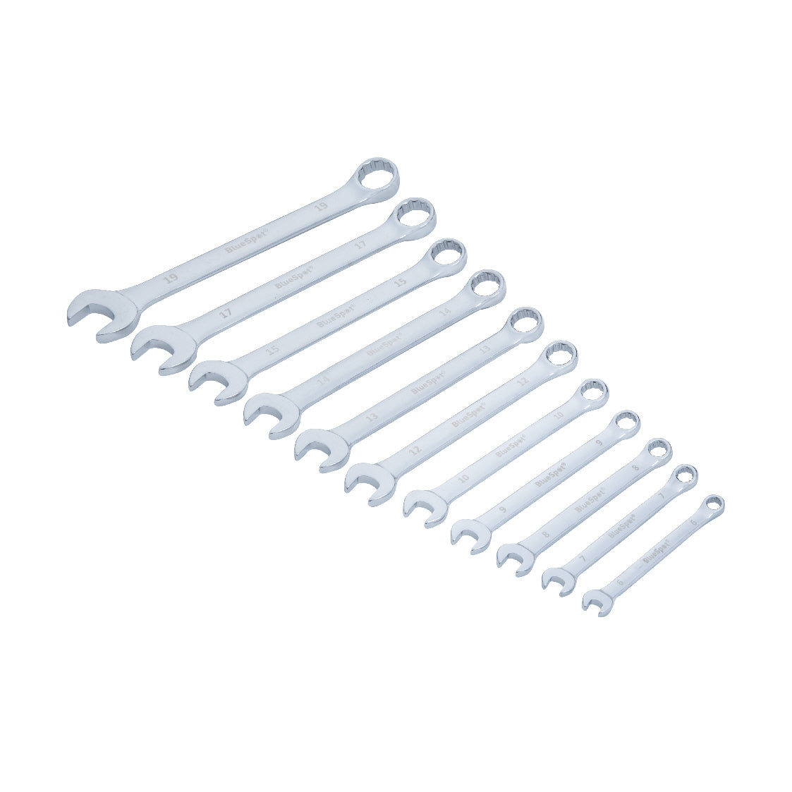 11 PCE Chrome Metric Combination Spanner Set 6-19mm, Inc Carrying Case