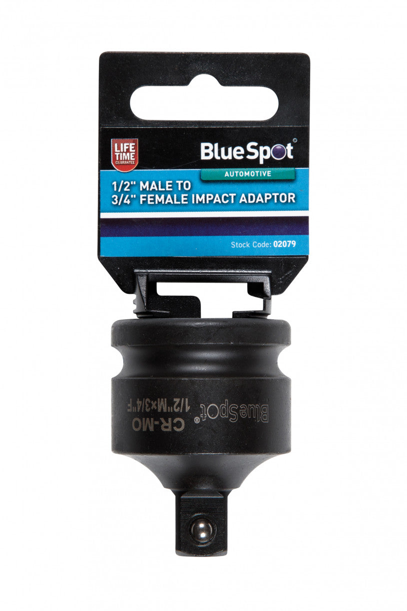 3/4" Female to 1/2" Male Impact Adaptor, with Secure Spring Ball Socket Retainer