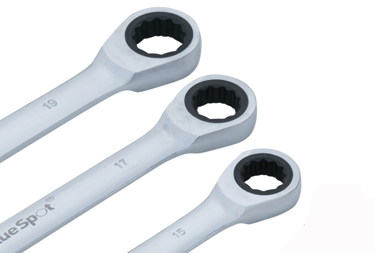 8 PCE Chrome Polished Metric 8-19mm Ratchet Spanner