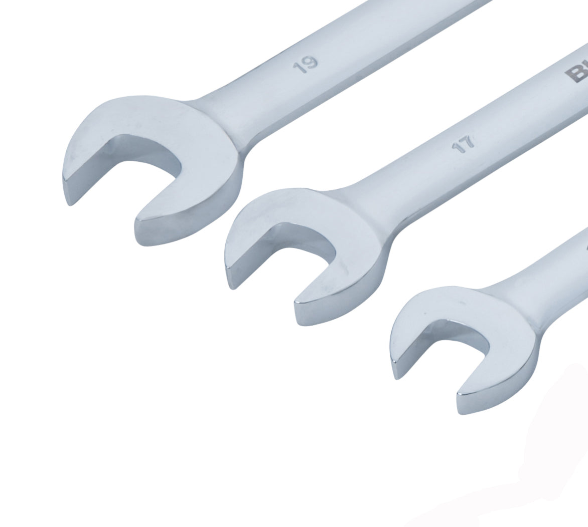 8 PCE Chrome Polished Metric 8-19mm Ratchet Spanner