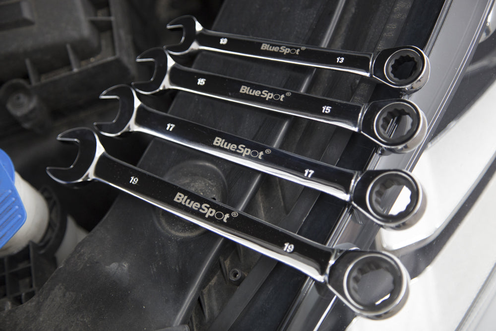 8 PCE Chrome Polished Metric 8-19mm Ratchet Spanner