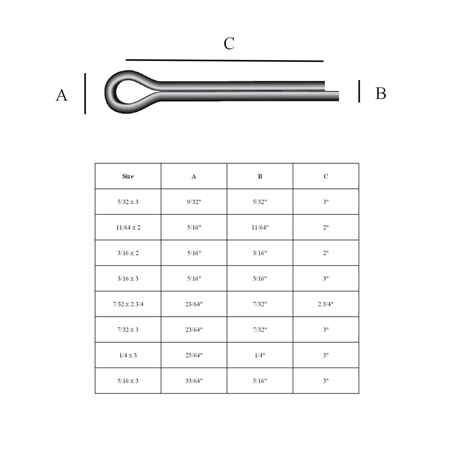 Imperial Split Cotter Pins for Securing Clevis Pins<br> Menu Options