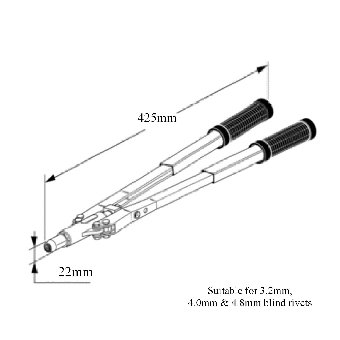 Long Arm Pop Riveter 425mm Two Handed Blind Rivet Gun