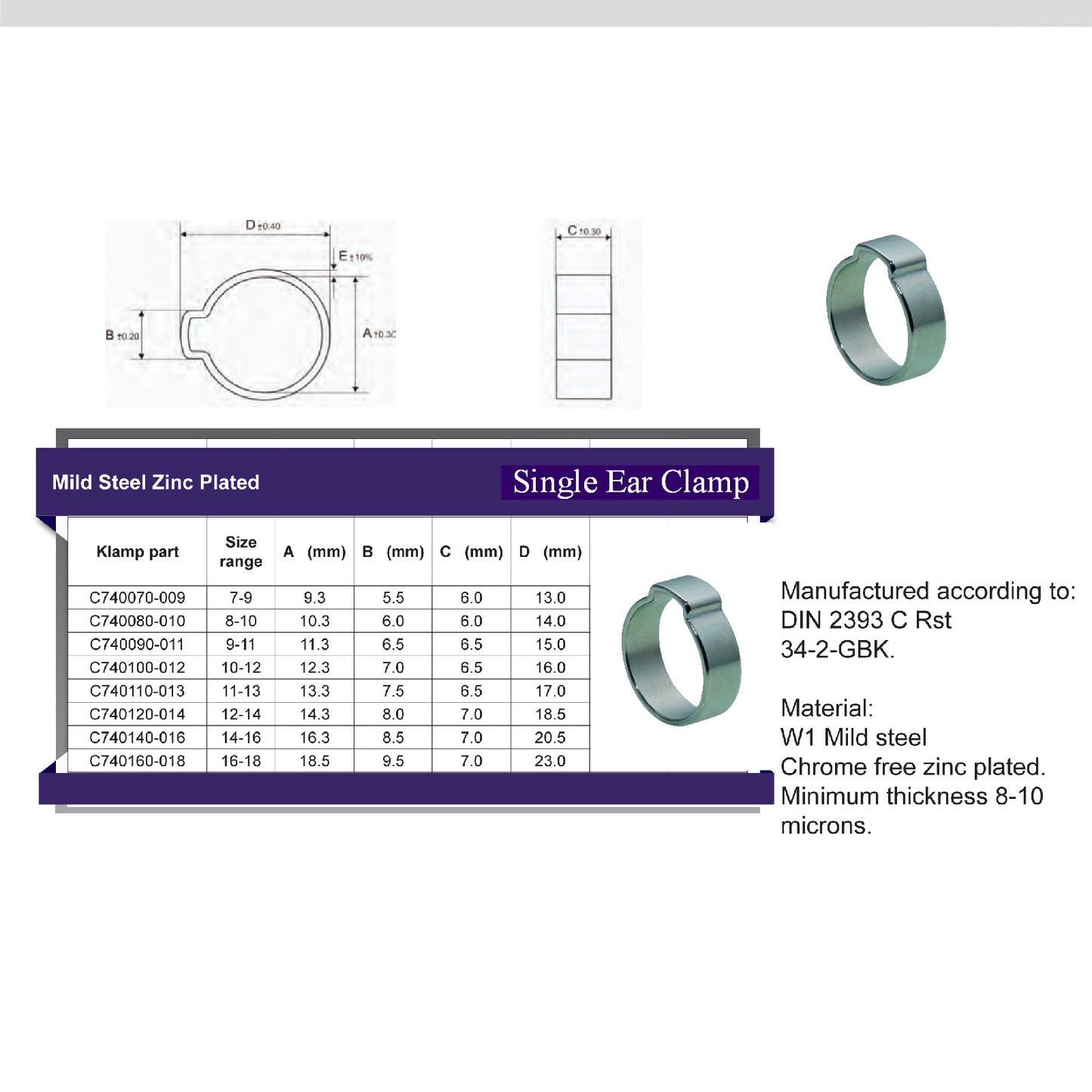 Mikalor Single Ear O Clips Hydraulic Hose Clips<br> Menu Options