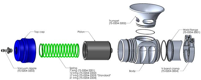 Turbosmart BOV Bubba Sonic VTA Blue TS-0204-1301 Blow Off Valve, Dump Valve