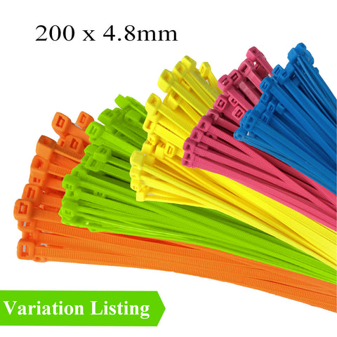 100 x Fluorescent Nylon Cable Ties 200 x 4.8mm<br>Menu Options