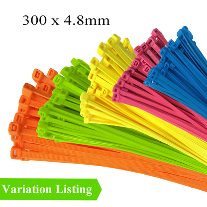 100 x Fluorescent Nylon Cable Ties 300 x 4.8mm<br>Menu Options