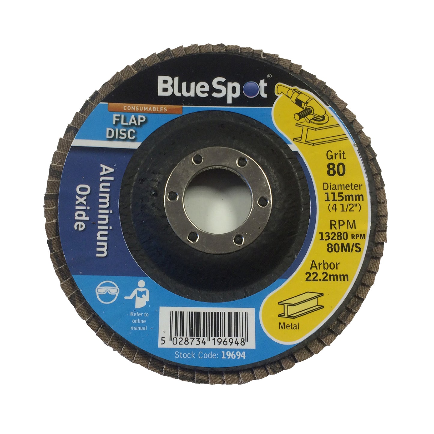 Flap Wheel 80 Grit Sanding Discs 115mm Aluminium Oxide