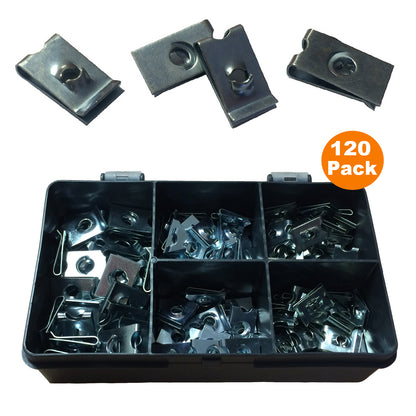 120 x Assorted Metric U Nut Clip Fasteners <br><br>