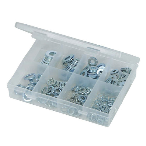210 x Assorted Spring & Flat Washers<br> Bright Zinc Plated