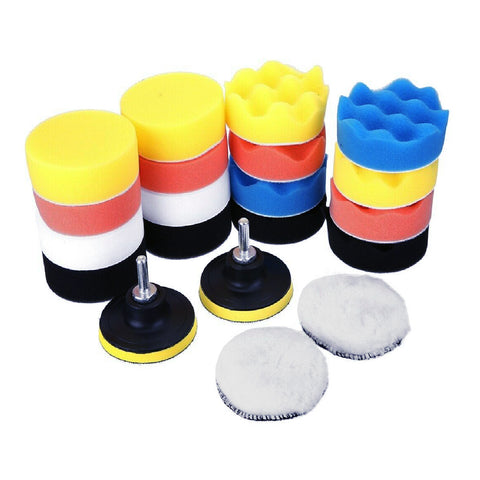 22 x Assorted Foam 75mm Polishing Pads with 2 Backing Plates