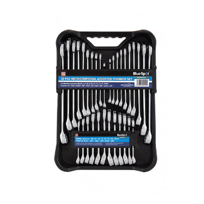 32 PCE Metric & Imperial 1/4"-5/8" Assorted Spanner Set 6-19mm Inc Case