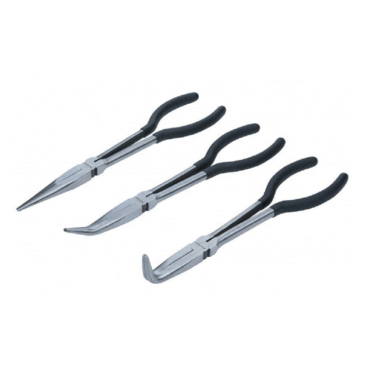 3 PCE Polished Long Reach Pliers Set, with Soft Grip Handles