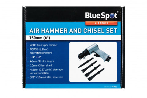 150mm Air Hammer and Chisel Set, with 90 PSI Operating Pressure
