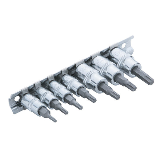 7 PCE 1/4 Inch, T10-T25 & 3/8 Inch Torx Socket Set T27-T40