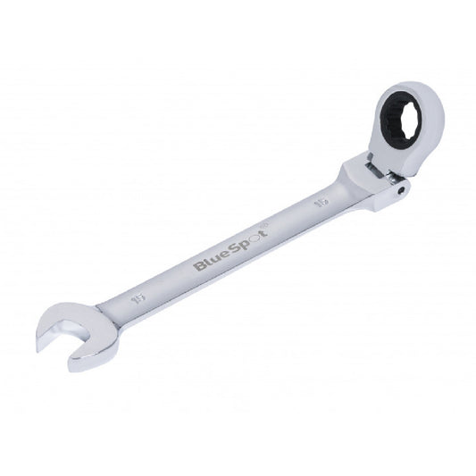 15mm Bi Hex Flexible Head Ratchet Spanner, 180° Pivoting Ratchet Ring Head