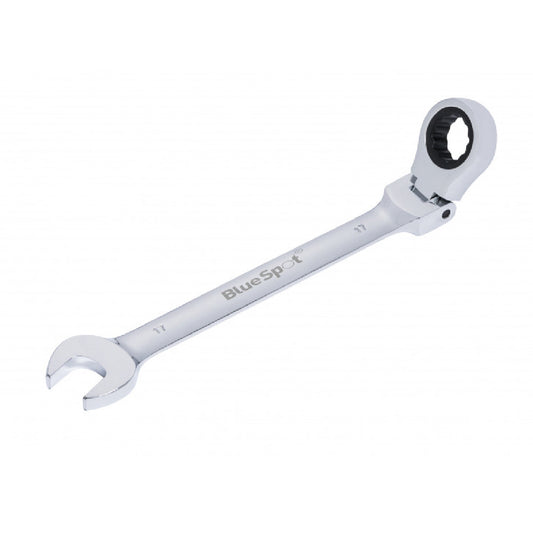 17mm Bi Hex Flexible Head Ratchet Spanner, 180° Pivoting Ratchet Ring Head