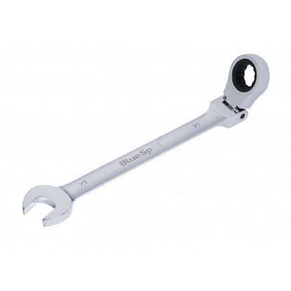 21mm Bi Hex Flexible Head Ratchet Spanner, 180° Pivoting Ratchet Ring Head