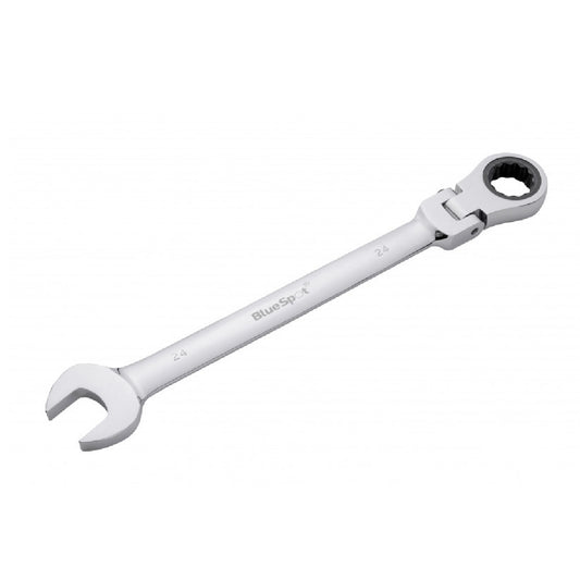 24mm Bi Hex Flexible Head Ratchet Spanner, 180° Pivoting Ratchet Ring Head