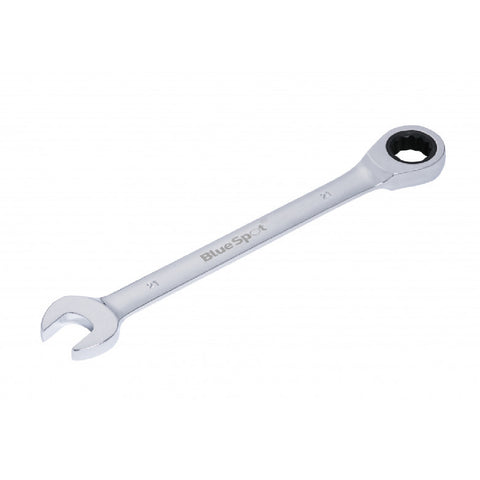 Chrome Ratchet 21mm Bi Hex Spanner Fixed Head with 5° Ratcheting Increments