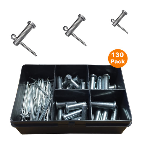 130 x Assorted Imperial Clevis Pin Fasterners & Retaining Split Pins<br>