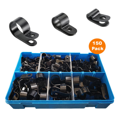 150 x Assorted Metric Black Nylon P Clips <br><br>