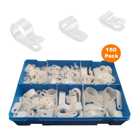 150 x Assorted Metric Natural / White Nylon P Clips <br><br>