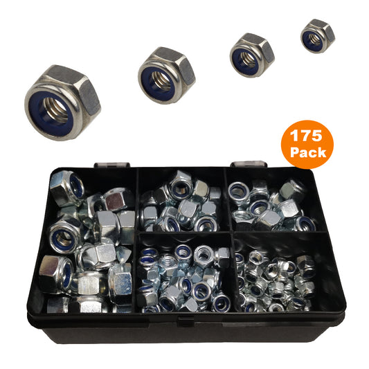 175 x Assorted Metric Nylon Insert Locking Nuts<br><br>
