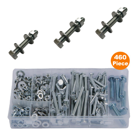 460 x Assorted Set Screw Bolts, Washers & Nuts<br><br>
