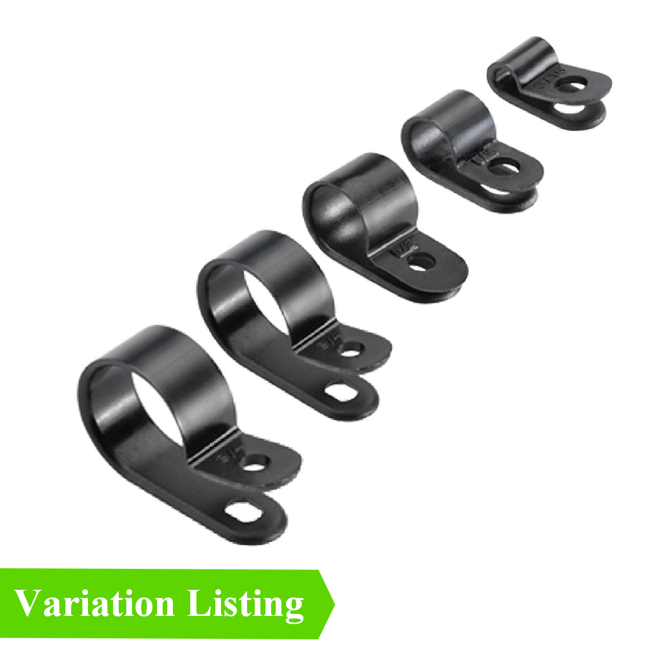 Black Metric Nylon P Clips for Conduit, Cable, Tubing & Sleeving