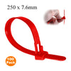 100 x Red Releasable Cable Tidy Zip Ties<br> Menu Options