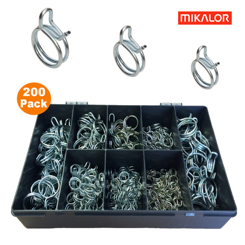 200 x Assorted Mikalor Double Wire Spring Clips<br><br>