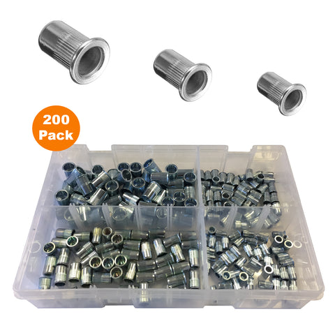 200 x Assorted Serrated Threaded Nutserts <br><br>