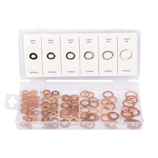 110 x Assorted Copper Washers 6-16mm for Sump Plugs & Hydraulics