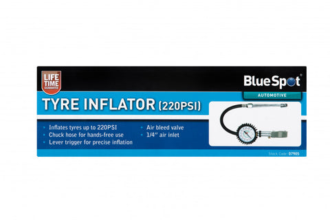 220 PSI Tyre Inflator, with 1/4" Air Inlet & Twin Sided Connector