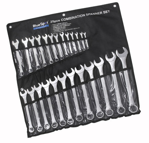 25 PCE Chrome Metric 6-32mm Combination Spanner Set, Including Carrying Pouch